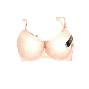Mamia Lingerie Lace Push Up Bra, Underwire Peach 34D NWT